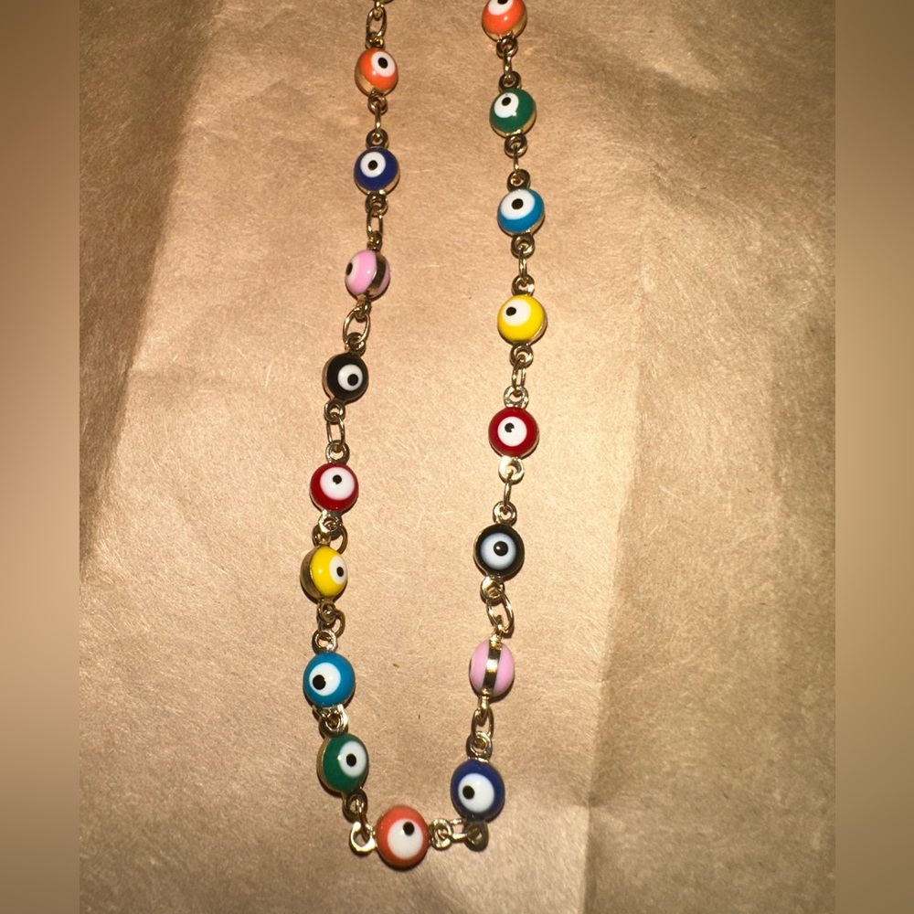 Unique Gold and Colorful Glass bead necklace